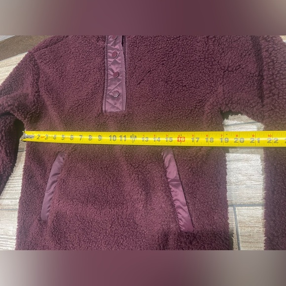 💫Athleta Cozy Sherpa Snap Sweatshirt Spiced Cabernet Size XS Burgundy💫 - Picture 9 of 9